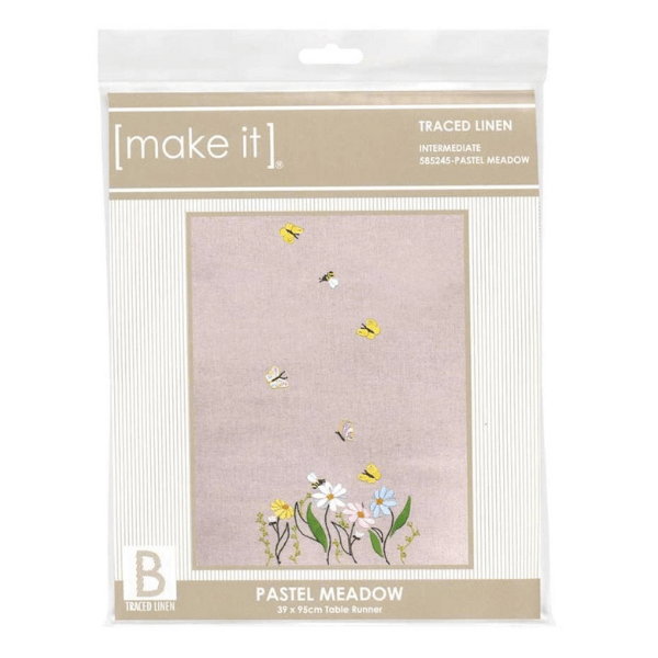 Traced Linen Embroidery Kit - Pastel Meadow