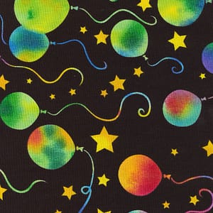 Balloons on Black - Cotton Print Fabric
