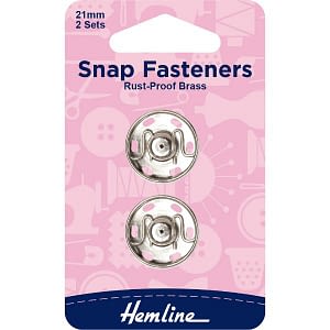 Snap Fasteners 21mm Nickel 2 Sets