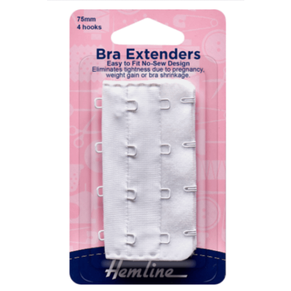 Bra Extenders Easy to Fit No-Sew Design 75mm White