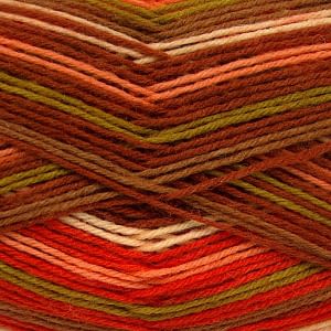 Sock Yarn Brown, Green, Orange, Salmon