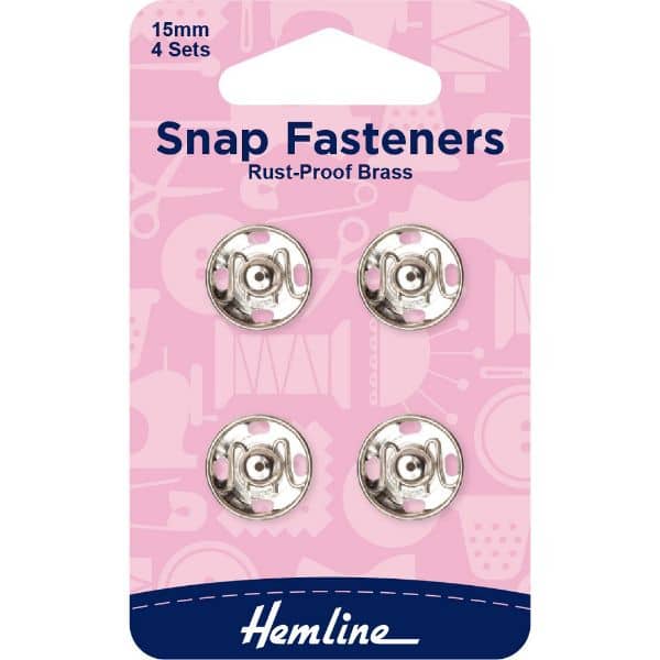 Snap Fasteners 15mm Nickel 4 Sets