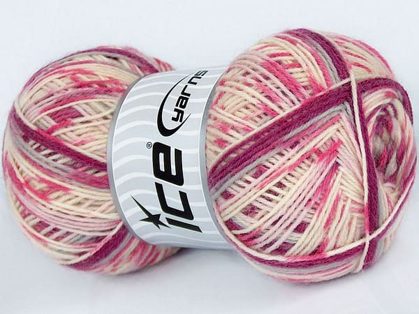 Sock Yarn - Pink, Grey & Cream