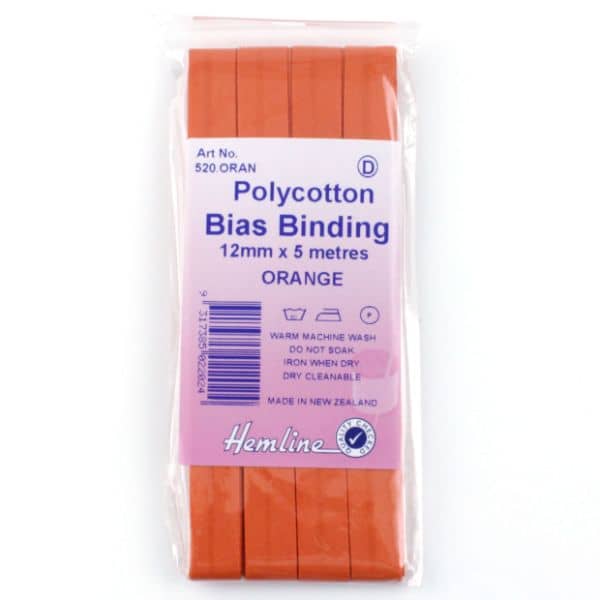 Polycotton Bias Bindings 12mm Orange