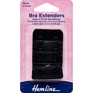 Bra Extenders Easy to Fit No-Sew Design 38mm Black