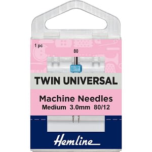 Twin Universal Machine Needles Medium 80 12-3mm 1 pc