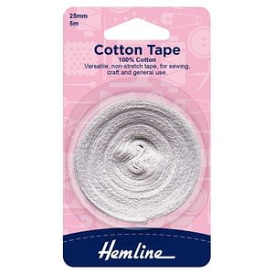 Cotton Tape 100% Cotton 25mm White 5 m