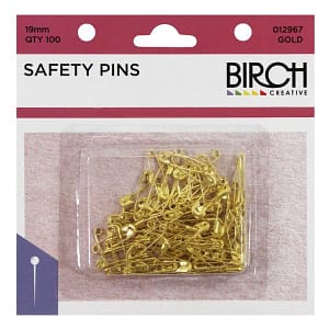 Safety Pins 19mm Gold 100pk