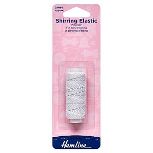 Shirring Elastic Polyester 0.75mm White 20 mtrs approx.