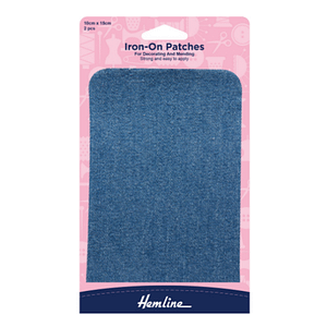 Iron-On Patches For Decorating and mending 10x15cm Light Denim 2 pcs