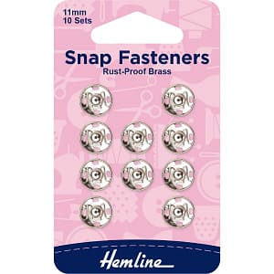Snap Fasteners 11mm Nickel 10 Sets