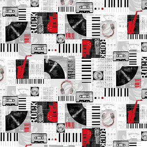 Music Collage - Cotton Print Fabric