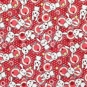 Bunnies on Red - Cotton Print Fabric