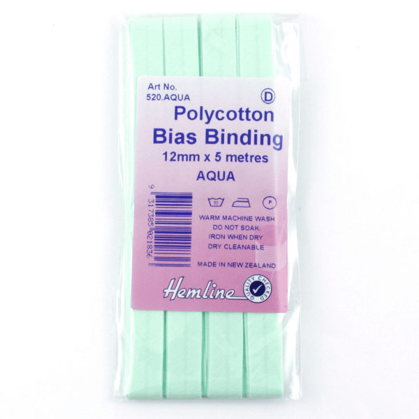 Polycotton Bias Bindings 12mm Aqua
