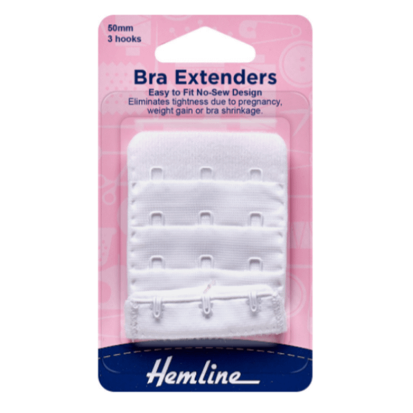 Bra Extenders Easy to Fit No-Sew Design 50mm White